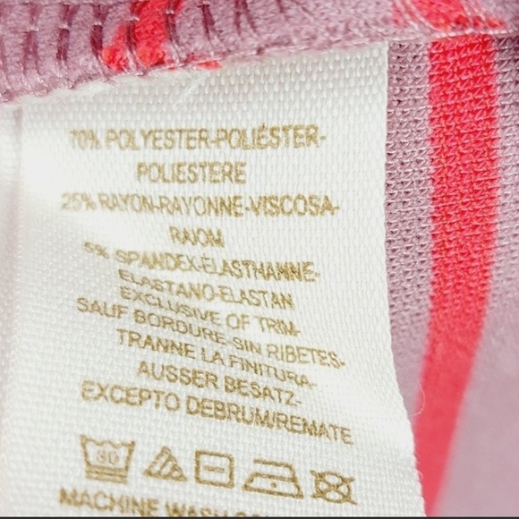 Free People Salmon Pink Stripe Appliqué Skater Style Body Con Stretchy Dress SML - Picture 10 of 10